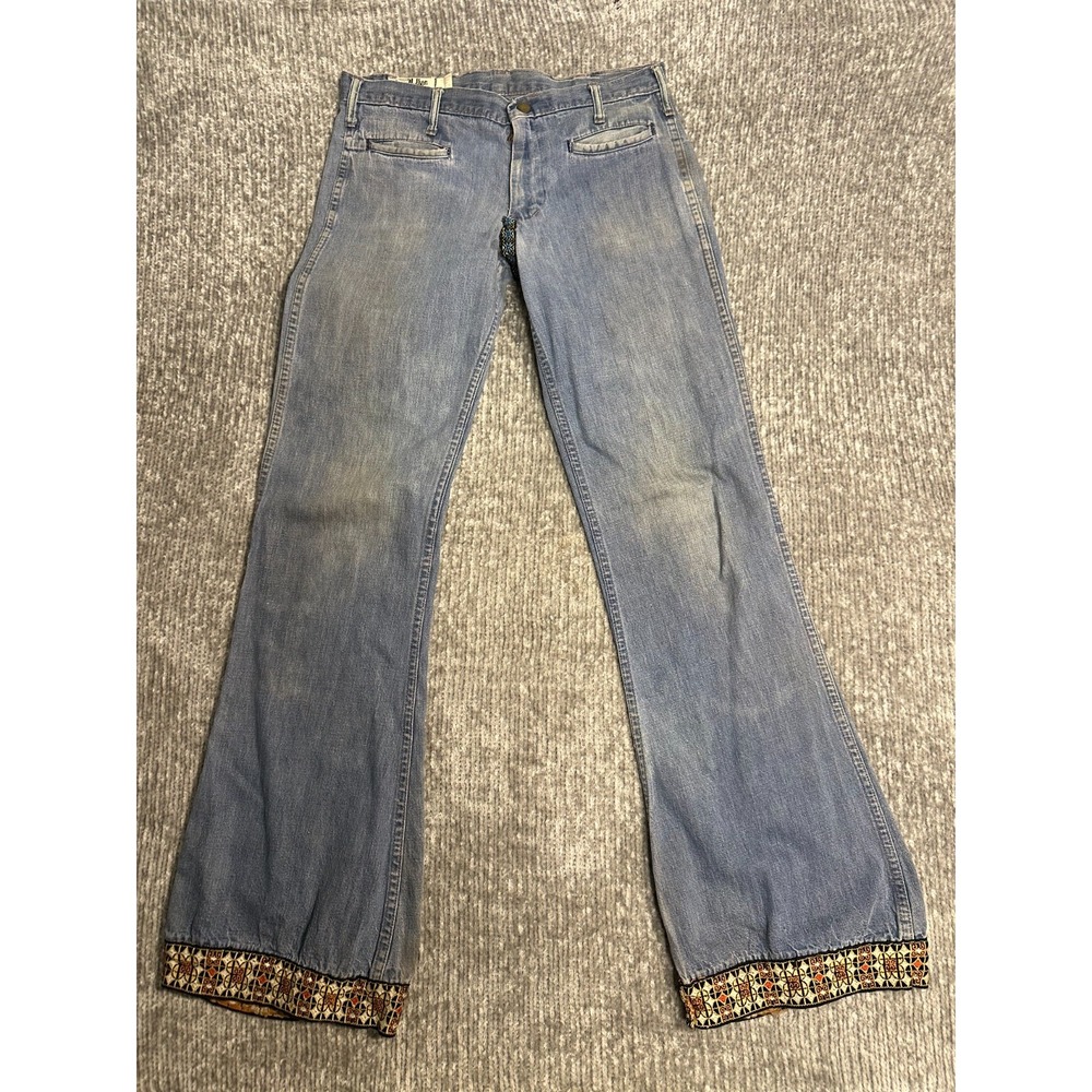 Vintage 70s Landlubber Bell Bottom Jeans Coca Cola Patch Embroidered Hippie USA